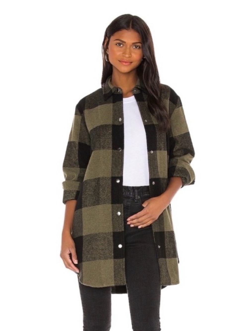 BB Dakota Eldridge Sage Green Black Plaid Shacket XS